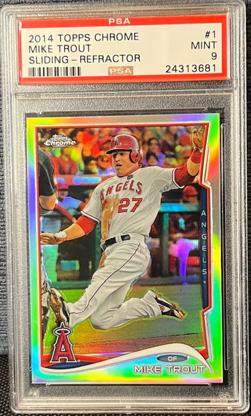 2014 Topps Chrome Mike Trout SLIDING-REFRACTOR #1 PSA 9💎