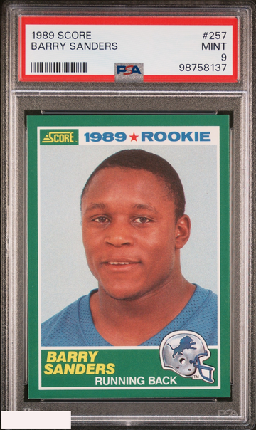 1989 SCORE BARRY SANDERS #257 ROOKIE RC DETROIT LIONS HOF PSA 9 MINT