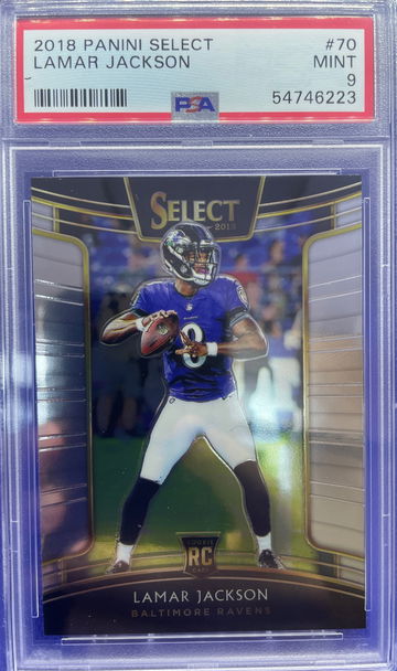 2018 Panini Select Concourse #70 Lamar Jackson Baltimore Ravens RC PSA 9 MINT