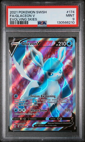 2021 Pokemon Sword and Shield Evolving Skies Glaceon V #174 PSA 9