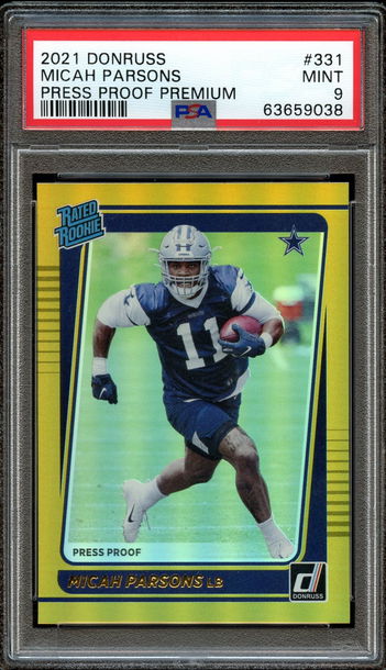 2021 Donruss Micah Parsons Press Proof Premium PSA 9