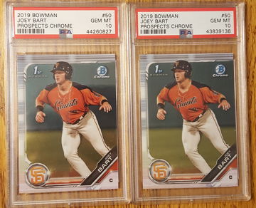 (X2) 2019 Bowman Chrome Joey Bart PSA 10