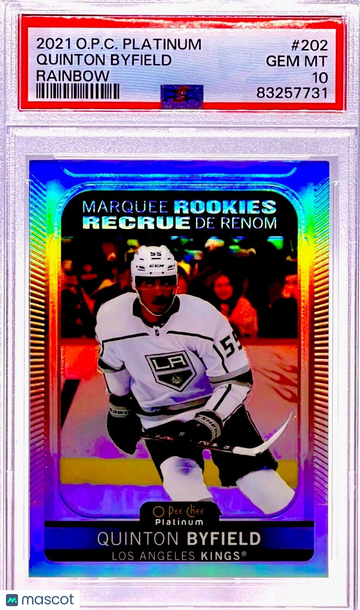 POP 4 PSA 10 RC Quinton Byfield 2021 OPC Platinum Marquee Rookie Rainbow Holo SP