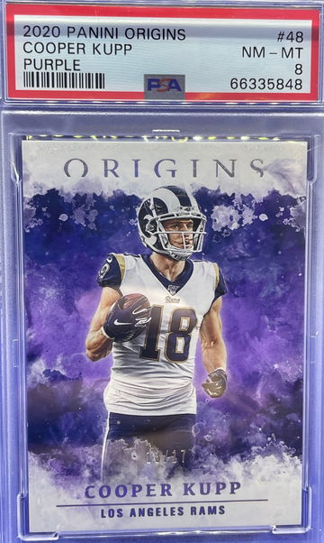 2020 Panini Origins Cooper Kupp FOTL Exclusive Purple /17 SP Los Angeles Rams PSA 8 NM-MT