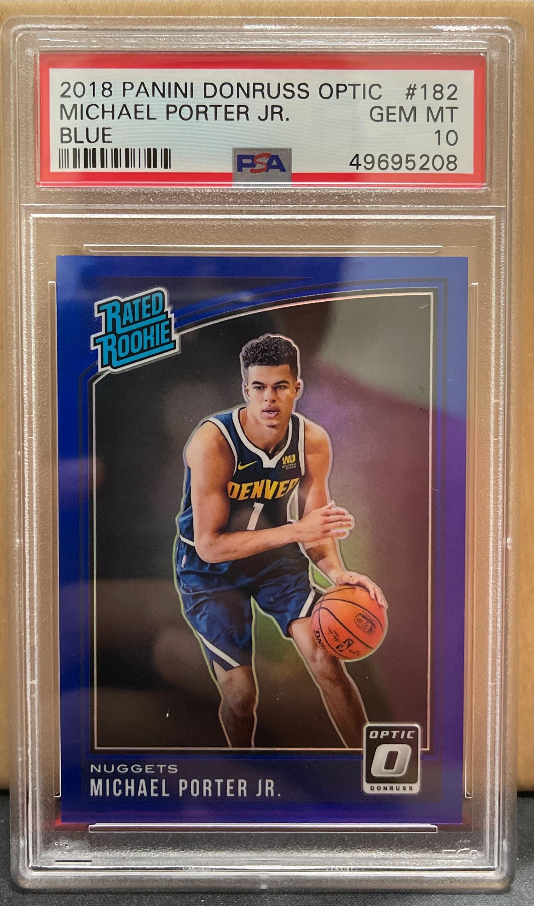 2018 Optic Blue Prizm Michael Porter Jr rookie /49 PSA 10