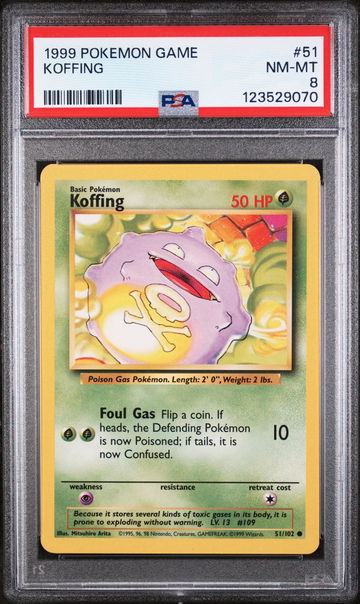 1999 Pokemon Base Set Koffing #51 PSA 8