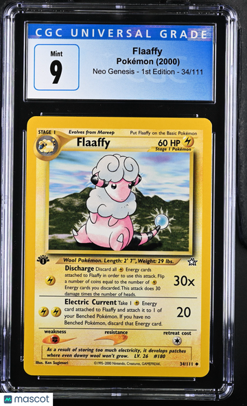 2000 Pokemon Neo Genesis Flaaffy 1st Edition CGC 9 #34/111