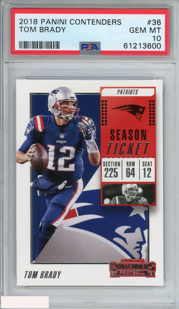 2018 PANINI CONTENDERS TOM BRADY #36 NEW ENGLAND PATRIOTS PSA 10 GEM MT