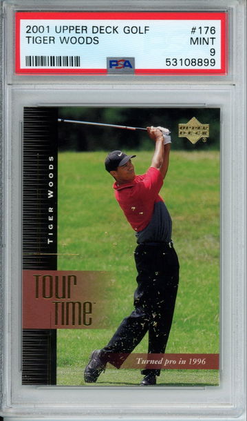 TIGER WOODS 2001 Upper Deck GOLF #176 Tour Time PSA 9 MINT