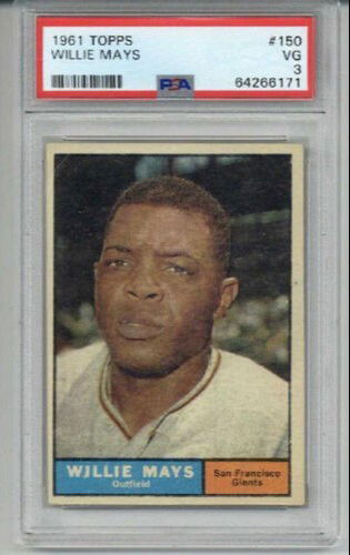 1961 TOPPS #150 WILLIE MAYS CARD GIANTS PSA 3 NICELY CENTERED BEAUTY NEW LABEL