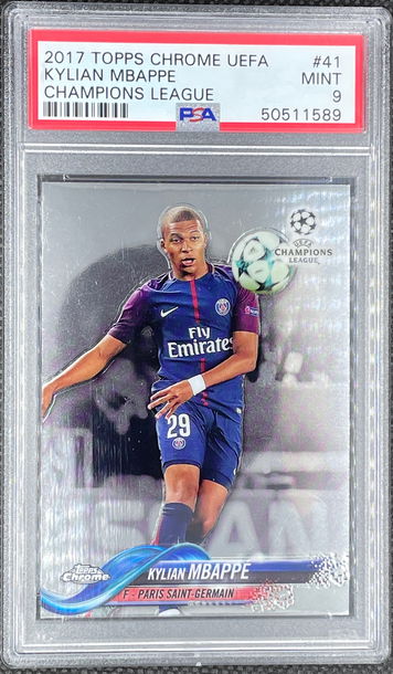 2017 Topps Chrome UEFA CHAMPIONS LEAGUE KYLIAN MBAPPE PSA 9 MINT #41