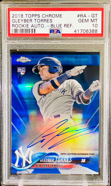 2018 Gleyber Torres Auto PSA 10 Blue /150 Topps Chrome Refractor