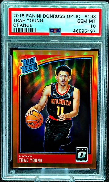 2018 Trae Young Optic Orange Prizm /199 PSA 10