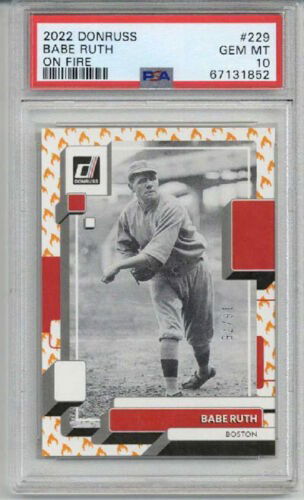 2022 PANINI DONRUSS ON FIRE #229 BABE RUTH RED SOX LE 16/75 PSA 10 LOW POP