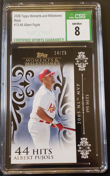 2008 Topps Moments & Milestones Black 14/25 Albert Pujols CSG 8 NM-MT