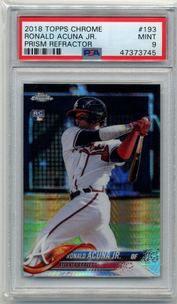 2018 Topps Chrome 193 Ronald Acuna JR RC Prism Refractor RC PSA 9 Braves
