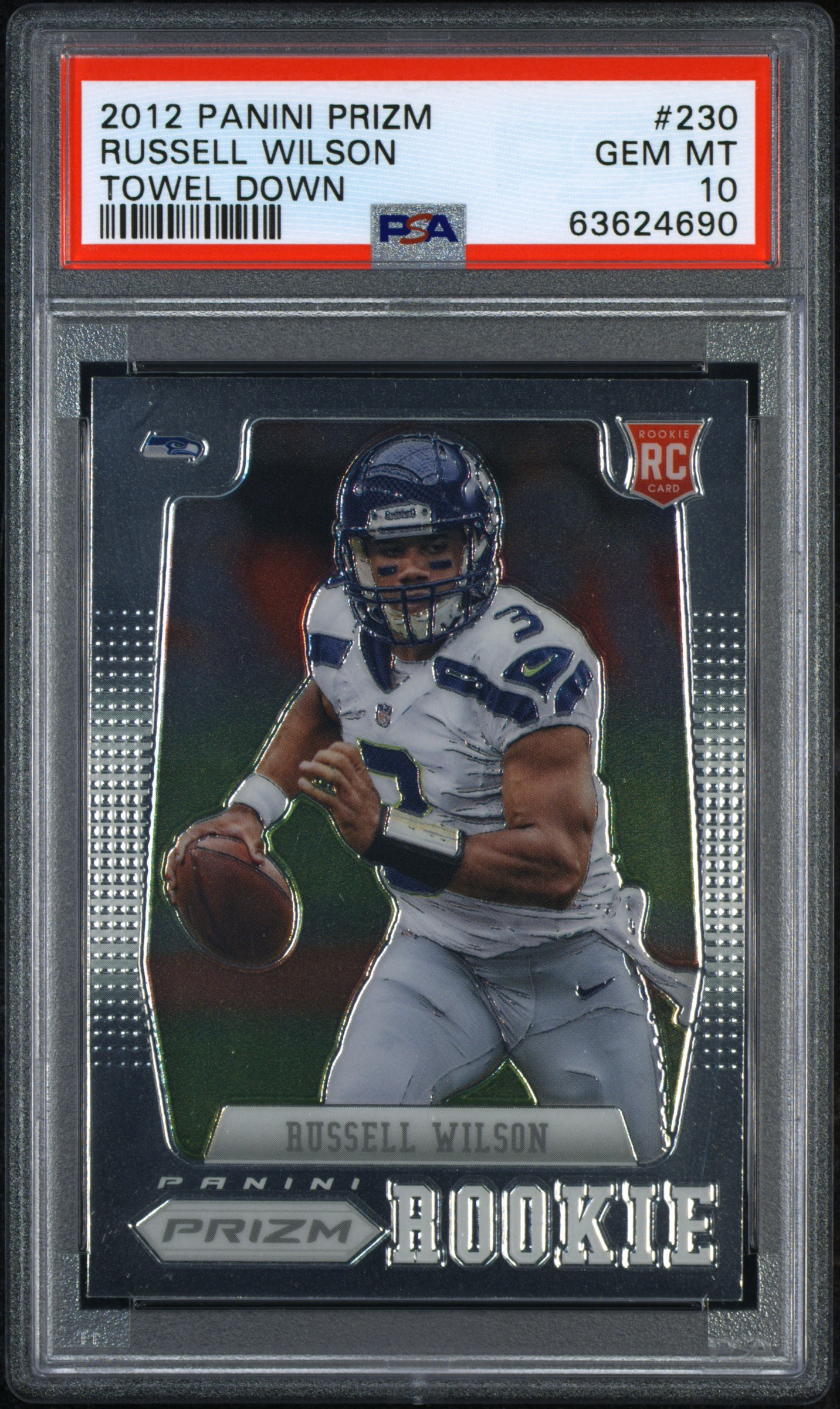 Russell Wilson Towel Down 2012 Panini Prizm ROOKIE #230 PSA 10