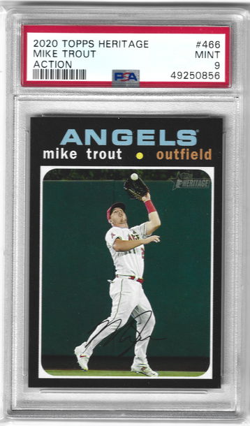 2020 Heritage Mike Trout In Action PSA 9