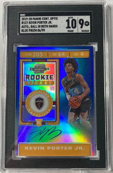 2019 Panini Contenders Optic Kevin Porter Jr. auto Ball in both hands /99 sgc 9