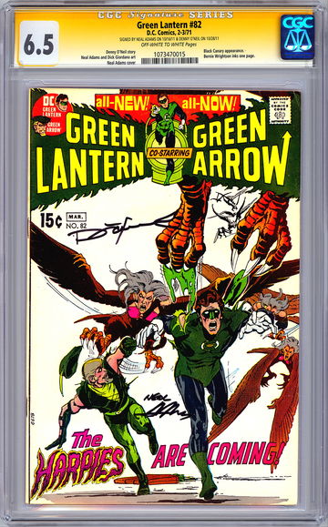 GREEN LANTERN #82 CGC-SS 6.5 SIG ORIG ARTIST/WRITER NEAL ADAMS DENNY O’NEIL 1971