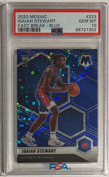 2020 Mosaic Fast Break Blue Isaiah Stewart Rookie #/85 PSA 10 Pistons