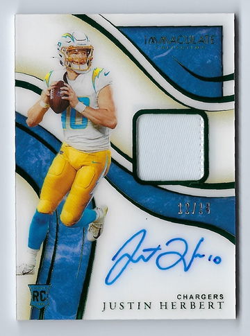 Justin Herbert 2020 IMMACULATE RPA Auto #'d 12/14 Patch Acetate RC FOTL San Diego Chargers