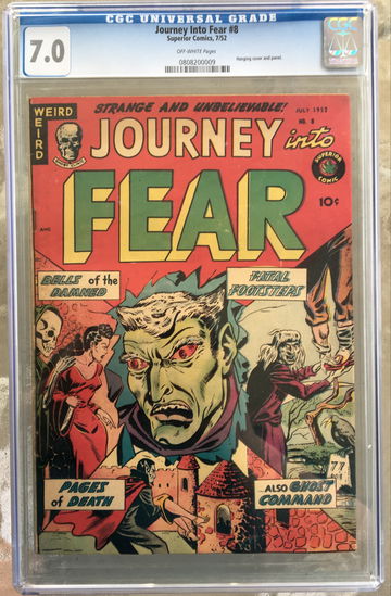 Journey into Fear #8 (1952) CGC 7.0 -- Hanging cover and panel; Superior Comics