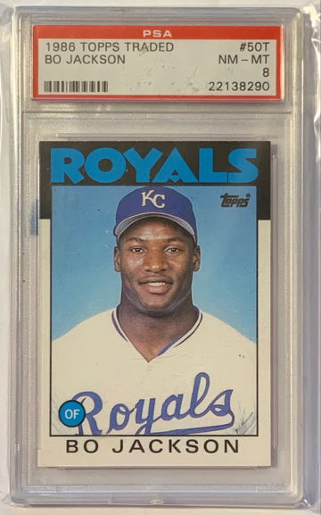 1986 Topps Traded Bo Jackson Cracked Case on back