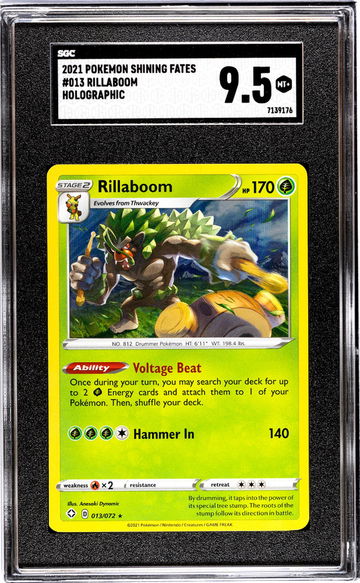 2021 Pokemon Shining Fates #013 Rillaboom Holographic SGC 9.5