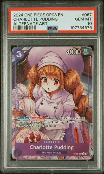 2024 Bandai One Piece OP08 EN Alternate Art Charlotte Pudding #OP08-067 PSA 10