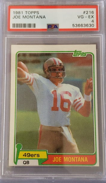 1981 Topps #216 Joe Montana RC PSA 4