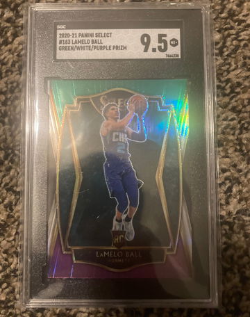 2020-21 Panini Select Lamelo Ball Green/White/Purple Prizm SGC 9.5