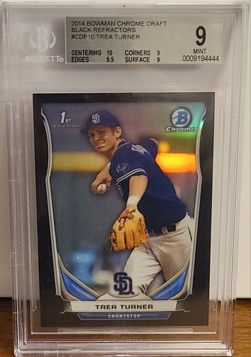 2014 Trea Turner 1st Bowman Chrome Black Refractor /75 BGS 9 Rookie RC RARE!