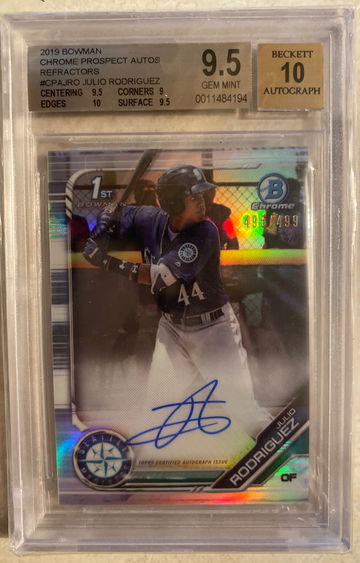 2019 Bowman Chrome Refractor Autograph Julio Rodriguez #495/499 BGS 9.5