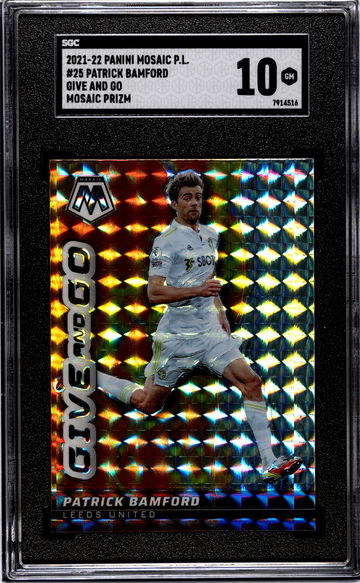 2021-22 Panini Mosaic Premier League #25 Patrick Bamford Give And Go Mosaic Prizm SGC 10