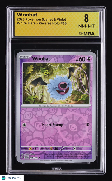 2025 Pokemon Scarlet & Violet White Flare Woobat Reverse Holo MBA 8 #36