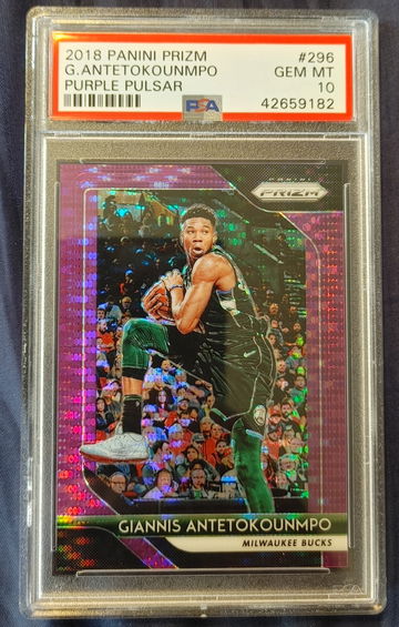 2018-19 Prizm Giannis Antetokounmpo Purple Pulsar #'d 03/35
