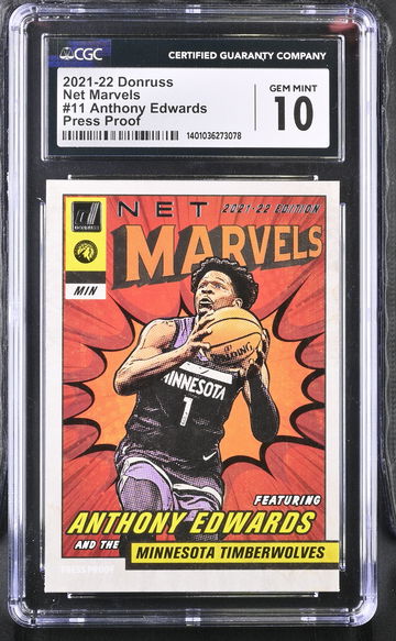 2021-22 DONRUSS ANTHONY EDWARDS DONRUSS NET MARVELS #11 CGC 10 BK.A2.17R
