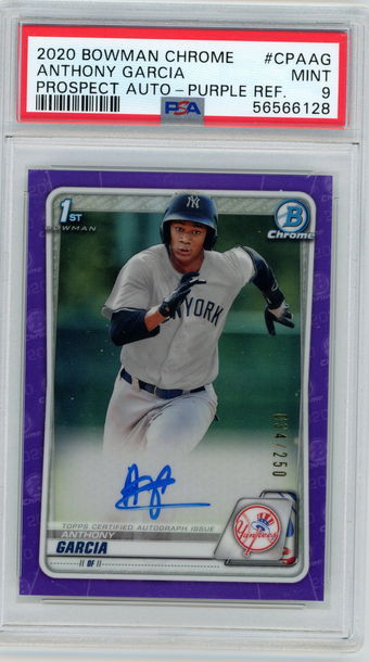 2020 Bowman Chrome Anthony Garcia Prospect Auto Purple Refractor /250 PSA 9