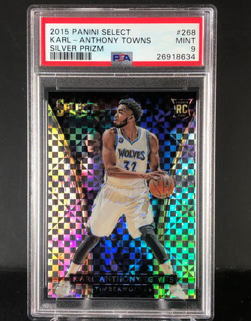 2015-16 Panini Select Silver Prizm #268 Karl-Anthony Towns Rookie PSA 9 💎🔥📈