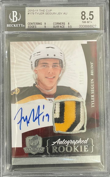 Tyler Seguin 2010-11 UD The Cup #179 Auto Rookie Patch 3 Clr Jersey Number RC 19/99 BGS 8.5