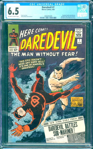 Daredevil #7 (1965) CGC 6.5 - O/w to white pages; 1st classic red costume; Subby