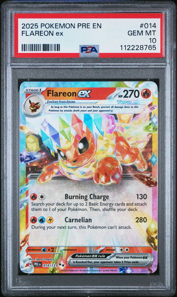 2025 POKEMON PRE EN-PRISMATIC EVOLUTIONS FLAREON EX #014 PSA 10