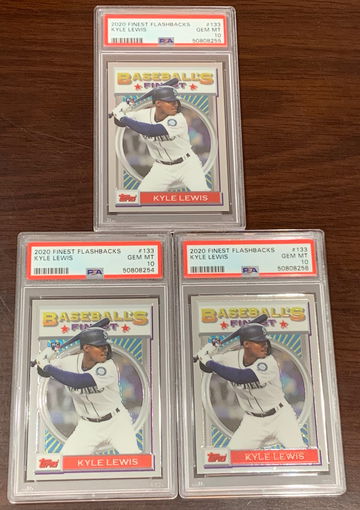 (3) 2020 Finest Flashbacks Kyle Lewis PSA 10