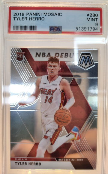 TYLER HERRO PSA 9 2019 20 Panini Mosaic Basketball #280 ROOKIE RC Miami Heat