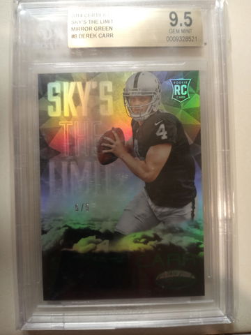 2014 Certified Sky's The Limit Green Derek Carr SSP RC 5/5 BGS 9.5