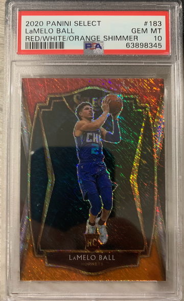 2020 Panini Select LaMelo Ball Red/White/Orange Shimmer PSA 10