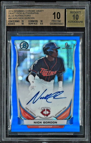 2014 Bowman Chrome Draft Nick Gordon Blue Refractor Auto /150 BGS 10 Pristine