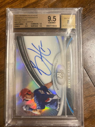 2011 Bowman Platinum Bryce Harper Prospects 9.5 / 8 Auto