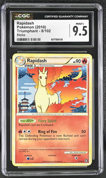 2010 Pokémon HeartGold & SoulSilver Triumphant Rapidash #8/102 Holo CGC 9.5